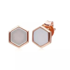 Mikro Statement Perlmutt Ohrstecker Ohrringe Rose Vergoldet Silber - Bild 1 von 2