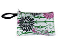 Coin Purse Makeup Bag Cosmetics Floral White Boho Zip Lined