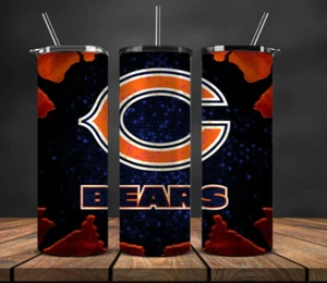 20 oz Chicago Bears Stainless Steel Tumbler & Metal Straw Peek a Boo Big C - Picture 1 of 3