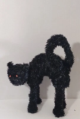 Vintage Black Cat  Figure 3D Silhouette Halloween Yard Home Porch Steel Frame  - Image 1 of 4