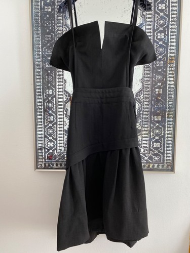 Nuovo abito da donna autentico Celine elegante senza schienale misto seta nero 38