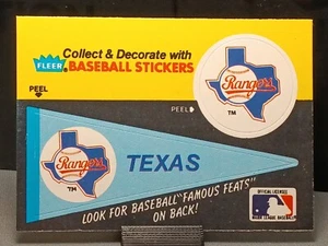 1986 Fleer Texas Rangers Sticker Card W/ Baseball's Famous Feats Walter Johnson  - Picture 1 of 3