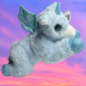 NEW Flying Unicorn Wings Plush Stuffed Animal Soft Toy Blue Iridescent Lovey - Picture 1 of 12