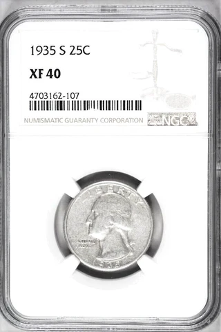 1935-S WASHINGTON SILVER QUARTER ***GRADED NGC XF 40*** FREE SHIPPING! Cover