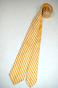 Neck Tie VTG Mr Terry Bridgeport 60s Butterscotch Cream Stripe Silk 53.5 x 2.75" - Picture 1 of 7