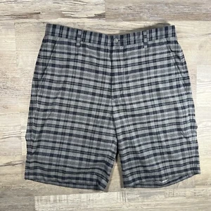 FootJoy vorne flach grau blau kariert Polyester Spandex Golfshorts Herren Größe 34 - Bild 1 von 10
