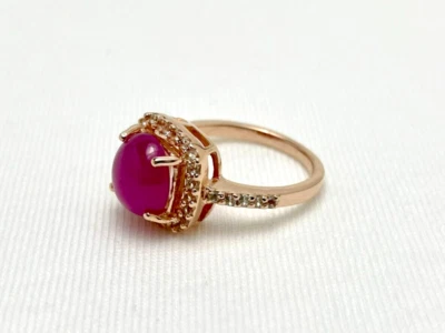 Ruby Prong Setting Rose Gold Plated Sterling Silver Ring - Image 1 of 4