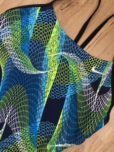 NWOT NIKE 30 Cut Out Tank Women 4 Blue Green Wave One Piece Swimsuit - Picture 1 of 5