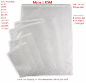 Bubble Out Bags Protective Wrap Pouches 4x5.5 4x7.5 6x8.5 8x11.5 9x12 12x15.5 - Picture 1 of 15