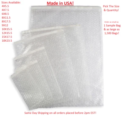 Bubble Out Bags Protective Wrap Pouches 4x5.5 4x7.5 6x8.5 8x11.5 9x12 12x15.5 - Image 1 of 4