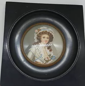 RARO ANTIGUO SIGLO XVIII MINITURA FRANCESA RETRATO PINTURA SEÑORA SIGNO D: DROUAIS - Imagen 1 de 4