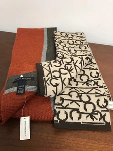 Banana Republic + Calvin Klein Schal Wolle Herren Damen ONE SIZE Orange Braun Grau - Bild 1 von 10