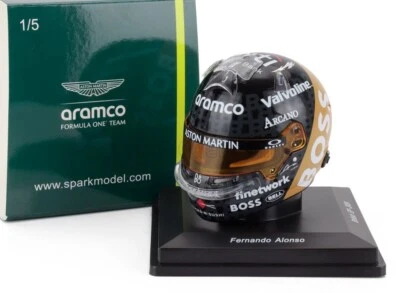 MODELLINO CASCO HELMET 1:5 F1 SPARK F. ALONSO TEAM ASTON MARTIN BRITISH GP 2024 - Immagine 1 di 4