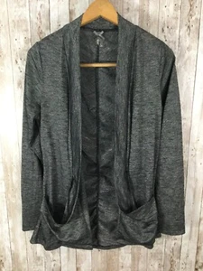 Vanity Women’s Large Metallic Silver Open Front Long Sleeve Cardigan Pockets - Picture 1 of 5