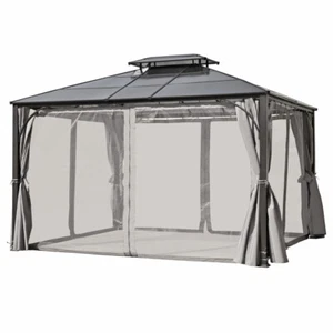 10'x12' Hardtop Outdoor Gazebo Double Roof Patio Gazebo w/ Aluminum Frame - Picture 1 of 17