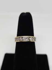 10k Yellow Gold 1.38 Carats Natural Diamond Channel Set Band 4.6 Grams Size 7.5