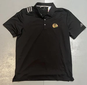 NHL Chicago Blackhawks Adidas Tech Polo Shirt Men's Size Large Retail $70 - Picture 1 of 3