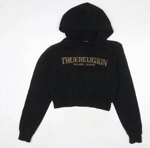 True Religion Womens Black Cotton Pullover Hoodie Size S Pullover - Logo - Picture 1 of 10