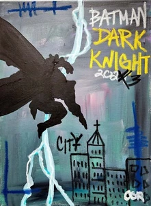 CORBELLIC CUBISM 16X20 DARK KNIGHT BATMAN LARGE PORTRAIT COVER POP ART PAINTING - Picture 1 of 10