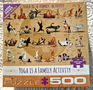 Eurographics Yoga ist eine Familienaktivität 500-teiliges Puzzle Yoga Katzen Yoga Hunde - Bild 1 von 6