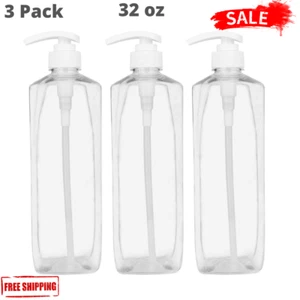 3Pcs 32Oz Plastic Pump Bottle Soap Dispenser Empty Shampoo for Cleaning Solution - Picture 1 of 8