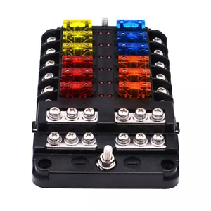 12V 32V 12 vías ATO soporte de fusibles automóvil coche caja de fusibles camión barco seguro - Imagen 1 de 10