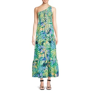 Time and Tru Damen One Shoulder gesmoktes Strick Stufen Kleid NEU - Bild 1 von 6