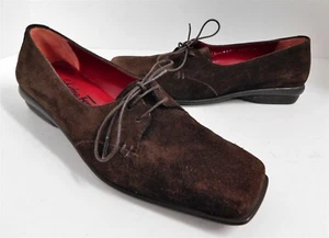 Salvatore Ferragamo Sport Brown Suede Leather Lace-up Loafers Italy 6 B - Picture 1 of 6
