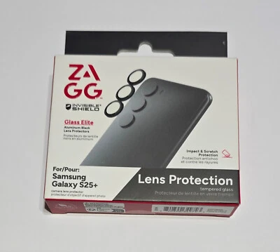 NEW ZAGG Glass Elite Lens Protector ALUMINUM BLACK for Samsung Galaxy S25+ Plus