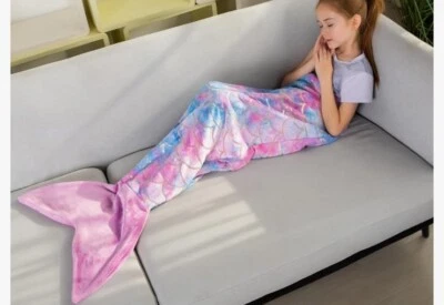 Cómoda manta polar cola de sirena rosa súper suave envoltura para dormir 21X44 Foto 1 de 4