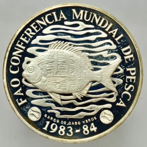 CABO VERDE -AG/ 50 ESCUDOS 1983-84 FAO PIEDFORT PROOF RARA ! - Imagen 1 de 2