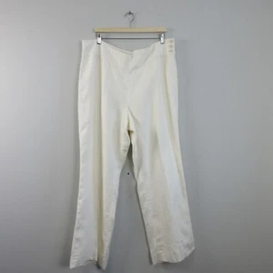 Lauren Ralph Lauren Women Linen Pants 18 W Ivory Wide Leg Boho Summer Beach 458 - Picture 1 of 12