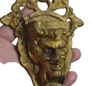 antique rare match safe devil Satan cast iron wall mount # Cozz1 original - Picture 1 of 6