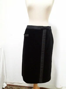 N30 Jupe droite noire velours ras CAROLINE ROHMER T.42 Black velvet skirt sz L - Imagen 1 de 10