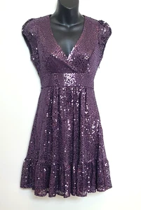 Vintage Betsey Johnson Evening Dress size 2 Purple Sequin Cocktail Party - Picture 1 of 6