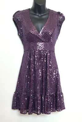 Vintage Betsey Johnson Evening Dress size 2 Purple Sequin Cocktail Party - Image 1 of 4