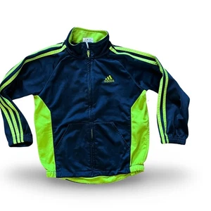 Adidas Original Track Jacket Youth 5 Blue Green Stripe Full Zip Lightweight - Picture 1 of 6