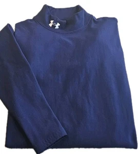 UNDER ARMOUR COLDGEAR-, Camisa para Hombres Azul Marino, Compresión, Cuello en Camiseta Simulado Capa Base-(M) - Imagen 1 de 3