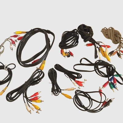 RCA Cable Lot Mixed Sizes and Types Lot of 10 Plus 1 Radio Shack Cable New & Use - Image 1 of 4