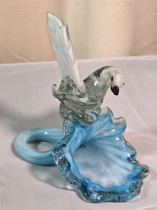 Vintage MURANO Vidrio Cisne en Cuerno Onda Soplado a Mano 5" - Imagen 1 de 12