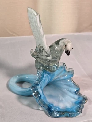 Vintage MURANO Glass SWAN ON HORN Wave Hand Blown 5" - Image 1 of 4