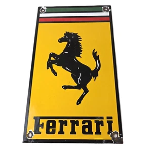 Vintage Ferrari Sign - Italian Race Car Porcelain Auto Gas Station Sign - Picture 1 of 14