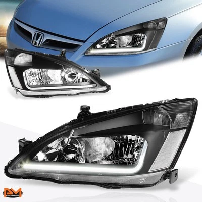 Par de faros/lámparas de esquina transparentes carcasa negra LED DRL para Honda Accord 03-07 Foto 1 de 4