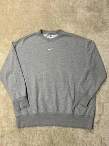 Nike Sweatshirt Mens Large Gray Crewneck Pullover Swoosh Logo Fleece Athletic - Picture 1 of 13