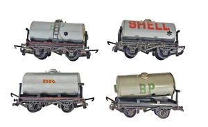 Rake of 4 Triang Model British Railways Tankers BP ESSO SHELL TT Gauge OO Scale. - Picture 1 of 11