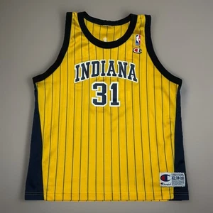Reggie Miller Champion Yellow Indiana Pacers Jersey Youth XL 18-20 90s NBA VTG - Picture 1 of 7
