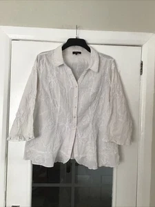 ladies blouse size 22 Lace Flowers Sewn On V Neck Collar - Picture 1 of 6