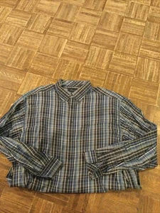 Roundtree & Yorke blau/grau kariertes, langärmliges Button-Down-Hemd Größe 3XT!  - Bild 1 von 4
