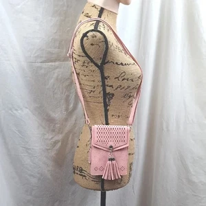 Bolso Bandolera Rosa seOSTO con Borla Teléfono Celular Monedero Porta Cartera - Imagen 1 de 5