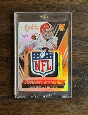 2014 PANINI ABSOLUTE ROOKIE JOHNNY MANZIEL RC NFL SHIELD 1/1 HEISMAN BROWNS - Image 1 of 2